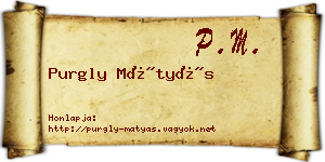Purgly Mátyás névjegykártya